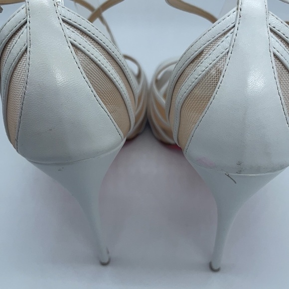 Christian Louboutin White leather Filamenta 120 Mesh Strappy heels peep toe 41.5 - Picture 6 of 9